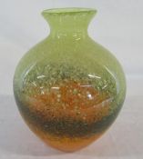 Orange and green studio glass vase H 23 cm