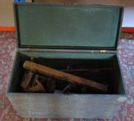 Wooden tool chest containing assorted tools