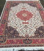 Beige ground Keshan carpet 2.80m by 2.