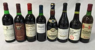 8 bottles of vintage red wine including Bordeaux, Cote du Rhone,