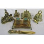 Selection of brassware inc ink stand etc
