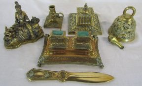 Selection of brassware inc ink stand etc