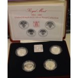 Royal Mint 1984-1987 silver proof £1 coin collection comprising of 4 encapsulated £1 coins and a