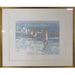 Limited edition screen print 15/25 'Bathers I' by Newlyn Society of Artists Mary Beresford Williams