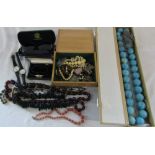 Assorted costume jewellery & a cased pair of Rodenstock Wimbledon sunglasses