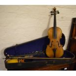 Cased Giovanni Paolo Maggini copy violin with bow (AF)