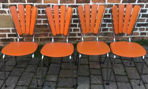 4 orange 1960's kitchen chairs