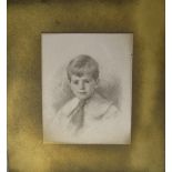 Pencil portrait of a young boy signed Sydney W White 1906 23.