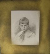 Pencil portrait of a young boy signed Sydney W White 1906 23.