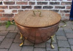 Brass & copper coal basket with lid