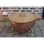 Brass & copper coal basket with lid