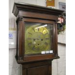 18th century 8 day longcase clock with brass dial & at oak case maker Jon Waldron Tiverton Ht 193cm