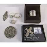 Assorted silver jewellery inc rings,