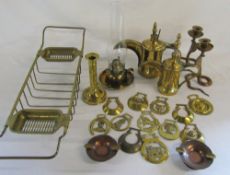 Various copper & brassware inc bath tidy,