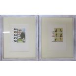 Pair of signed watercolour cartoon/illustrations 'Community Housing Project' and 'Prepare to meet