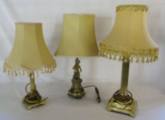 3 brass table lamps