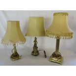 3 brass table lamps