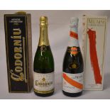 A 750ml bottle of Mumm Cordon Rouge brut champagne with original box and a bottle of Codorniu Cava