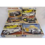 6 vintage boxed Italeri 1:24 car model kits - Bugatti 41 La Royale no 702, Cadillac Town Car no 707,