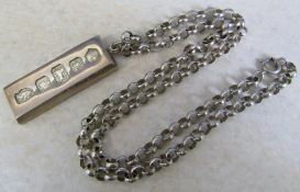 Silver ingot Sheffield 1977 with silver chain 1.