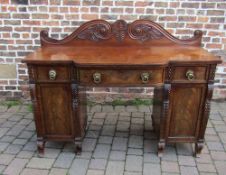 William IV mahogany breakfront sideboard with carved acanthus leaf decoration & ring handles L 161