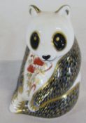 Royal Crown Derby paperweight of a panda with gold stopper