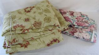 2 pairs of curtains (W 120" x L 80" and floral curtains W 42" x L 56")