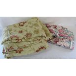2 pairs of curtains (W 120" x L 80" and floral curtains W 42" x L 56")