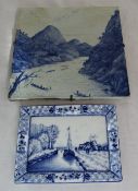 Delft tile 16 cm x 12 cm & and a Victorian hand painted tile 'Expedition against the Interior
