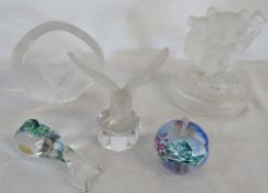 Various paperweights and crystal figures inc Royal Crystal Rock, Goebel,