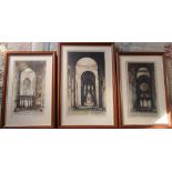 3 framed engravings of Cathedrals - Ely, Durham & St Pauls,