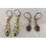 Pair of 9ct gold drop earrings L 25 mm weight 2.