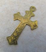 9ct gold cross L 3 cm weight 0.