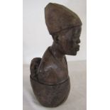 Large carved bust of a mother and child hand crafted in Zimbabwe H 35 cm