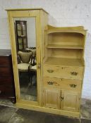 Small Victorian stripped pine compendium wardrobe