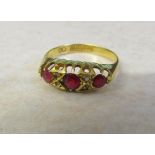 18ct gold ruby ring with diamond accents size Q weight 3.