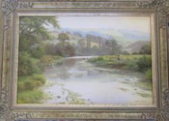 Large framed oil painting of a rural landscape by Martin Spencer Coleman (b.