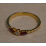 18ct gold diamond and ruby ring, total approx weight 1.