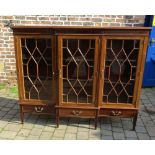 Early 20th century breakfront display cabinet in the Chippendale style L 169 cm H 140 cm