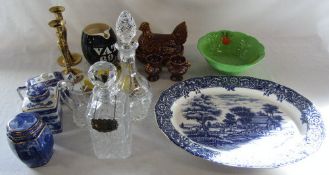 Assorted ceramics inc Wade VAT 69 jug, Portmeirion chicken and egg cups, Ringtons etc,