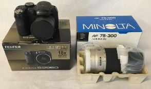 Boxed Fuji Film S2960 digital camera & a boxed Minolta AF zoom lens