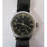 Timor - World War II British Military Issue 'Dirty Dozen' wristwatch with black leather strap,