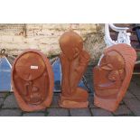 3 stone figural sculptures hand crafted in Zimbabwe H 43,