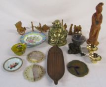 Various Oriental ceramics and metal ware inc Japanese Iron leaf tray,