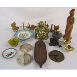 Various Oriental ceramics and metal ware inc Japanese Iron leaf tray,