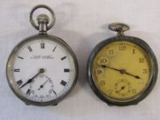 Silver 'Acme Lever' H Samuel Manchester pocket watch & a German pocket watch (af)