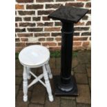Victorian ebonised plant stand & a painted stool