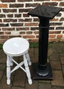 Victorian ebonised plant stand & a painted stool