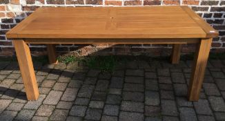 Modern oak dining table with hole in centre for parasol