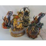 5 Boris Vallejo & Julie Bell resin fantasy figures inc pair of candlesticks complete with
